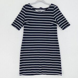 Banana Republic Dress Womens Small Navy Blue White Striped Short Sleeve Sheath